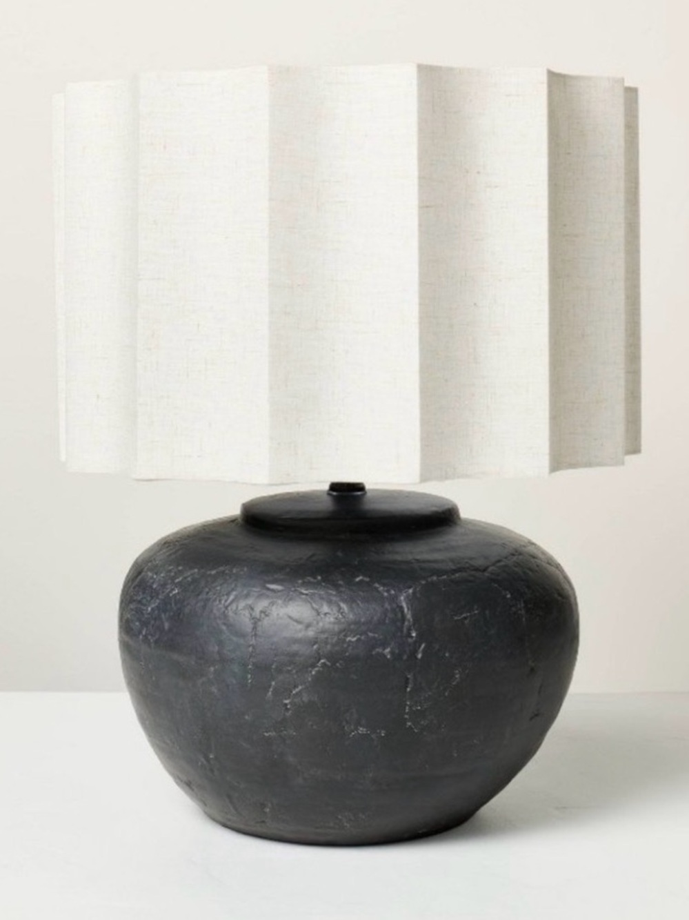 Hearth & Hand Oversized Black Ceramic Lamp with Fluted Shade NWOT*